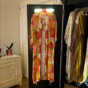 Spell & the Gypsy Floral Kimono with Red and Pink Accents